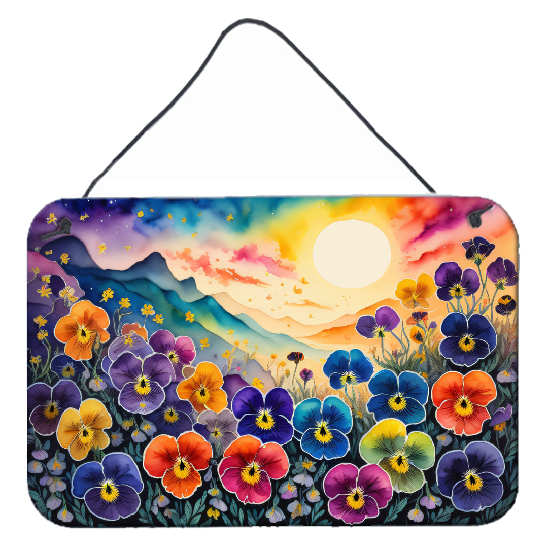 Pansies in Color Wall or Door Hanging Prints Aluminum Metal Sign Kitchen Wall Bar Bathroom Plaque Home Decor, 8HX12W, Multicolor