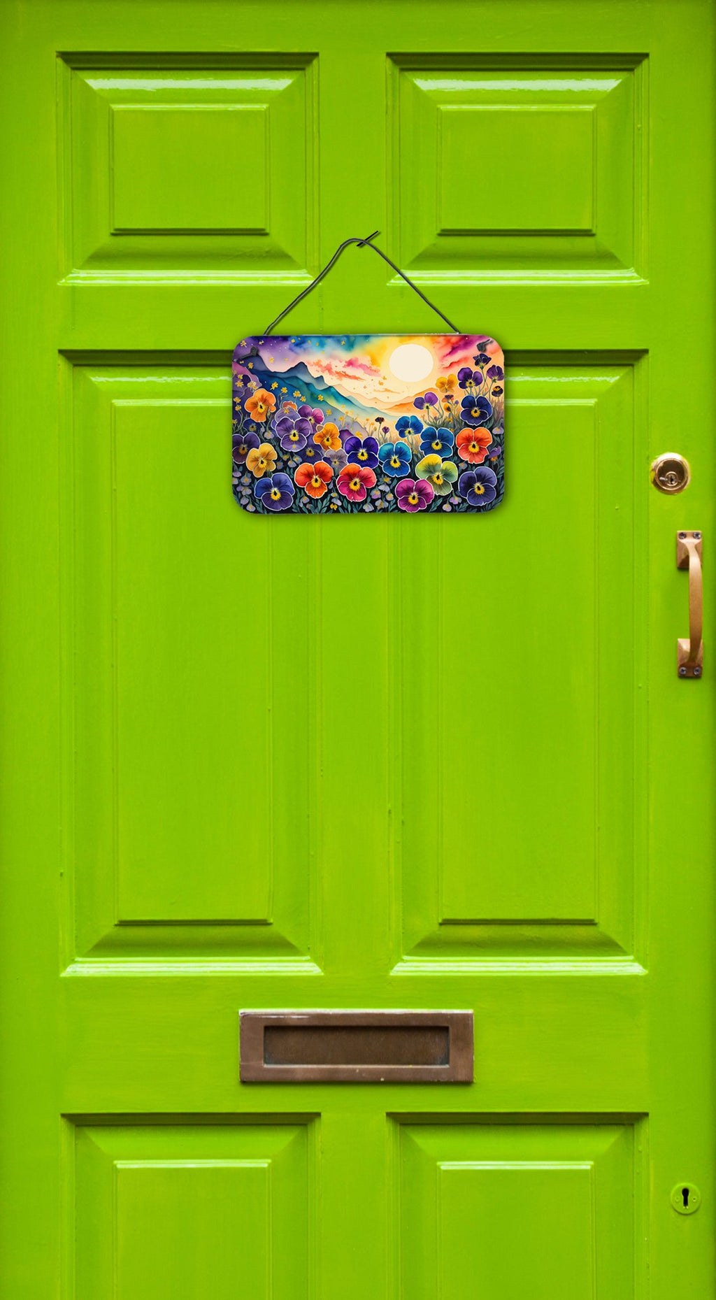Pansies in Color Wall or Door Hanging Prints Aluminum Metal Sign Kitchen Wall Bar Bathroom Plaque Home Decor, 8HX12W, Multicolor