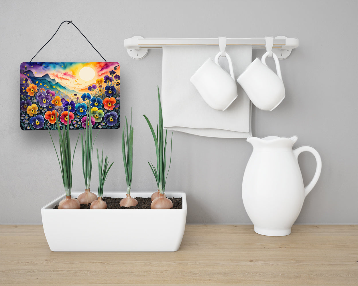 Pansies in Color Wall or Door Hanging Prints Aluminum Metal Sign Kitchen Wall Bar Bathroom Plaque Home Decor, 8HX12W, Multicolor