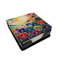 Pansies in Color PU Leather Note Paper Holder with Artist-Designed Cover, Desk Accessory, Office Gift