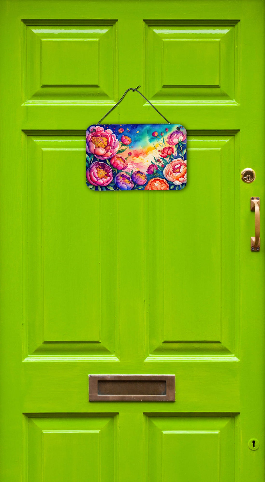 Peonies in Color Wall or Door Hanging Prints Aluminum Metal Sign Kitchen Wall Bar Bathroom Plaque Home Decor, 8HX12W, Multicolor