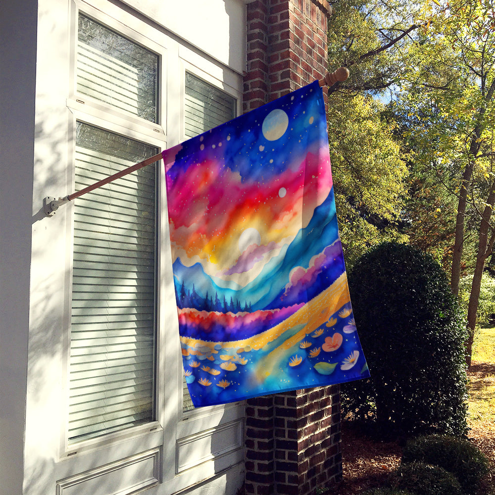 Periwinkles in Color House Flag 28x40 Porch Sleeve Pole Decorative Outside Yard Banner Artwork Wall Hanging, Polyester