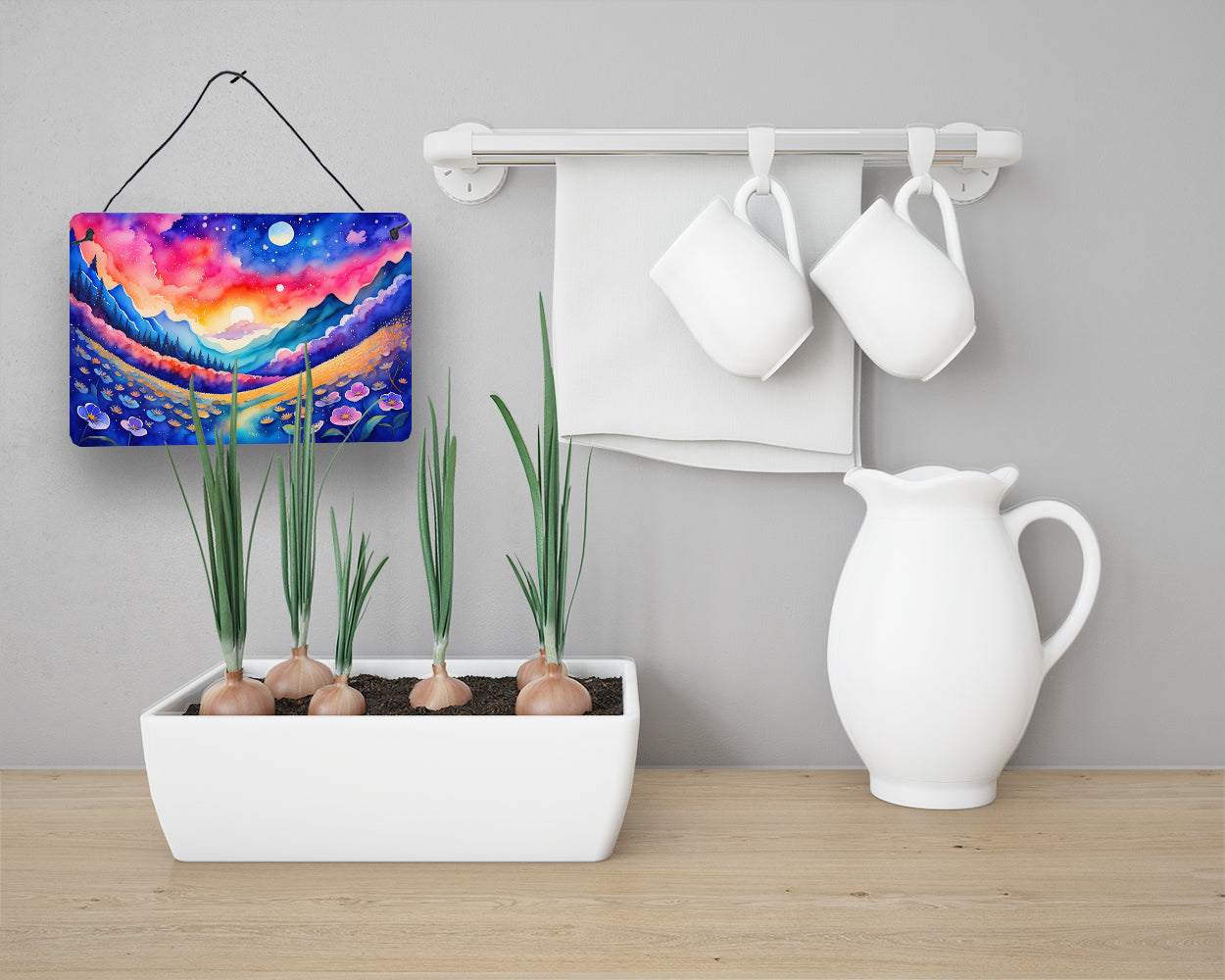 Periwinkles in Color Wall or Door Hanging Prints Aluminum Metal Sign Kitchen Wall Bar Bathroom Plaque Home Decor, 8HX12W, Multicolor
