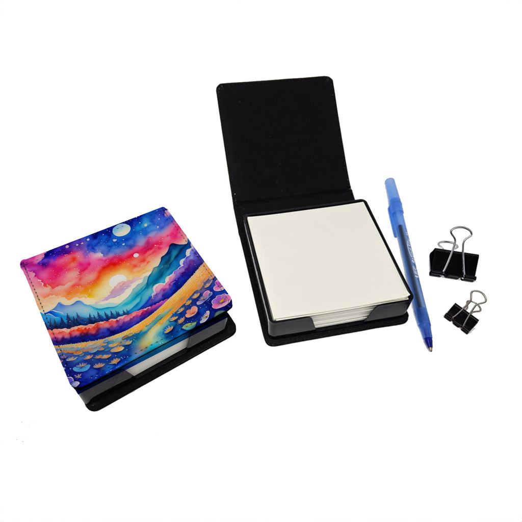 Periwinkles in Color PU Leather Note Paper Holder with Artist-Designed Cover, Desk Accessory, Office Gift
