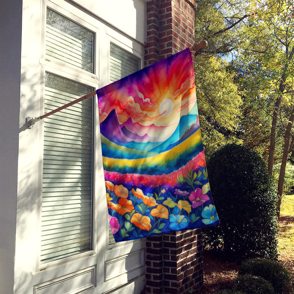 Petunias in Color House Flag 28x40 Porch Sleeve Pole Decorative Outside Yard Banner Artwork Wall Hanging, Polyester