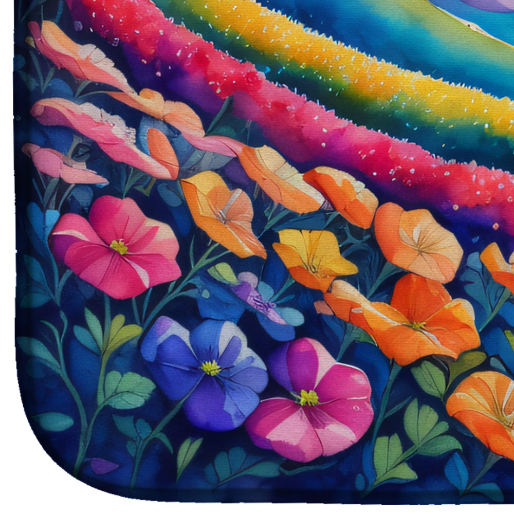 Petunias in Color Dish Drying Mat Absorbent Dish Drying Mat Pad for Kitchen Counter Dish Drainer Mat for Countertop, 14 x 21", Multicolor