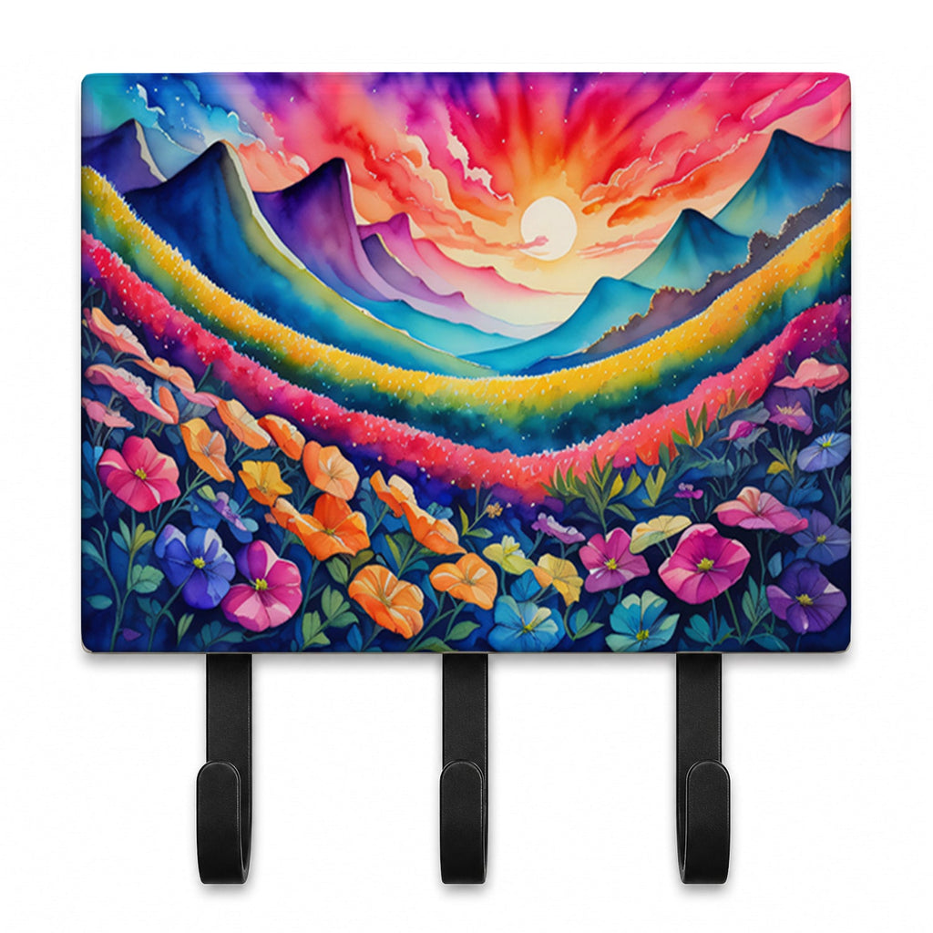 Petunias in Color Leash or Key Holder Wall Hooks, Coat Rack Wall Mount, for Hanging Keys, Towels, Aprons, Leashes