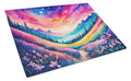 Phlox in Color Cutting Board Tempered Glass Kitchen Cutting Surface, Heat Resistant Chopping, Non-Slip Feet, Food Prep & Serving