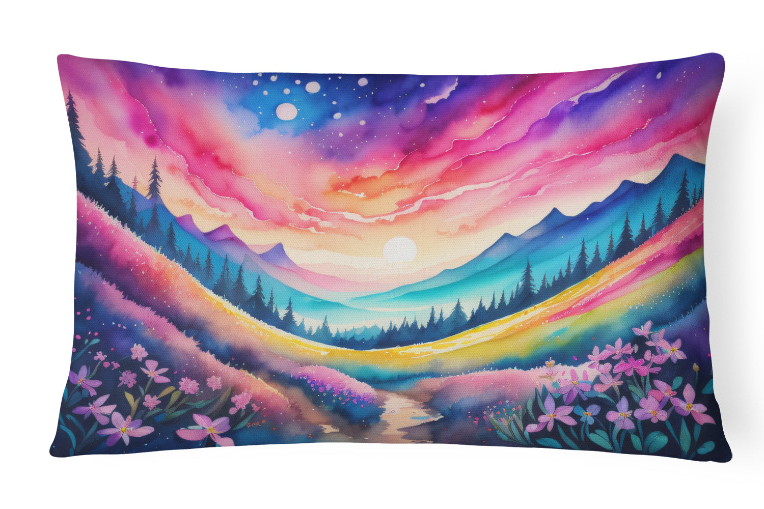 Phlox in Color Decorative Throw Pillow 12x16 Indoor Outdoor Accent Cushion, Fabric Cover with Insert for Sofa, Bed, Porch & Living Room