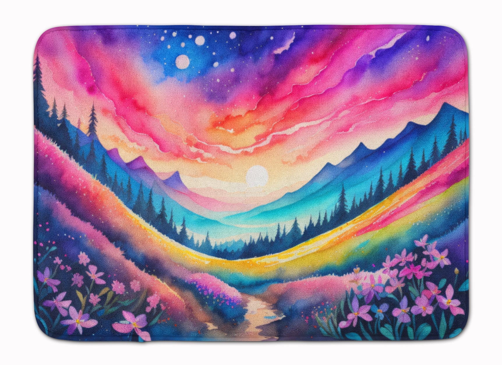 Phlox in Color Memory Foam Kitchen Mat Machine Washable Anti-Fatigue Cushion Comfort Bath or Kitchen Rug