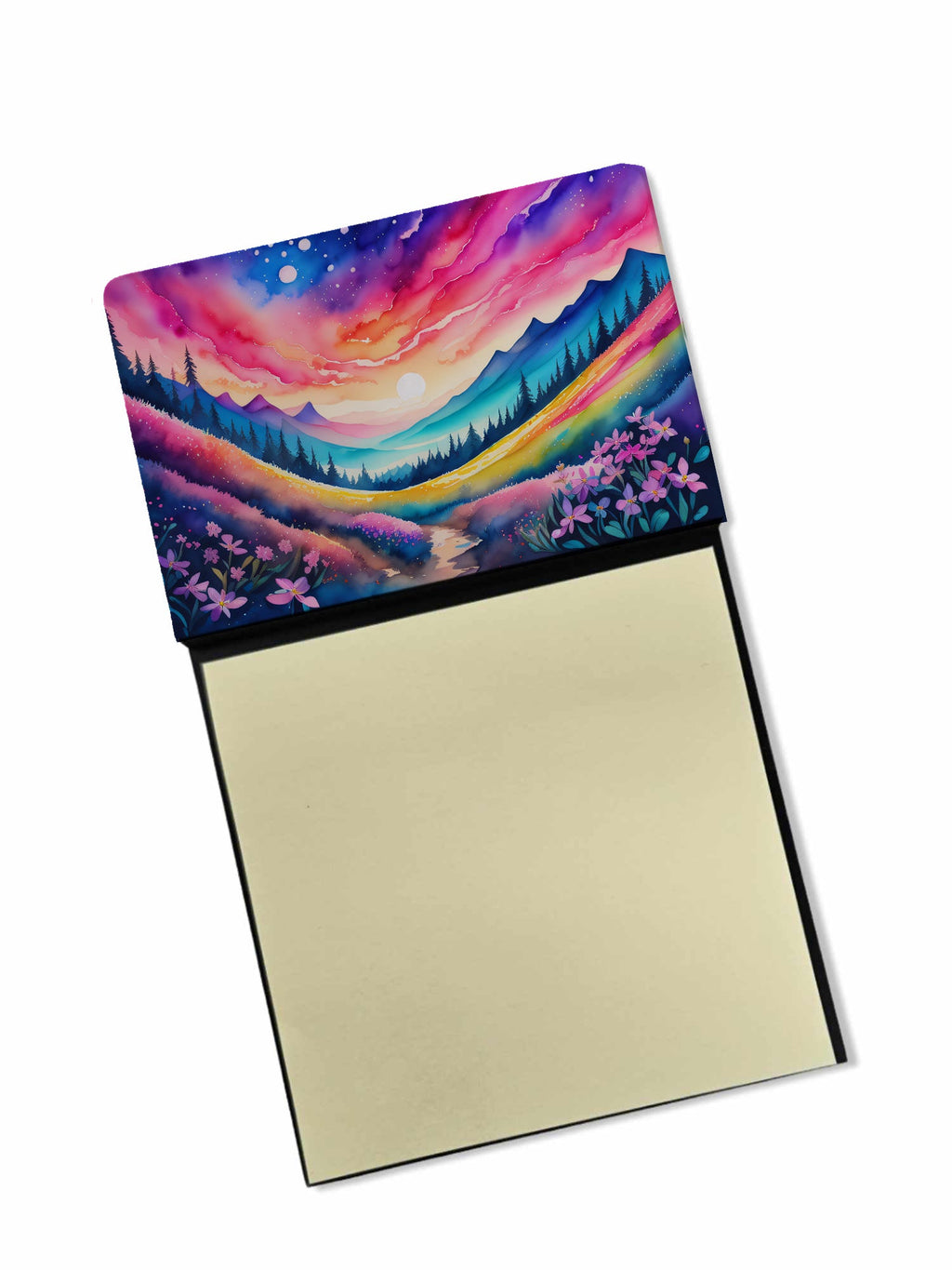 Phlox in Color Watercolor Sticky Note Holder Refillable Dispenser Desk Accessory 3x3 Pad Gift
