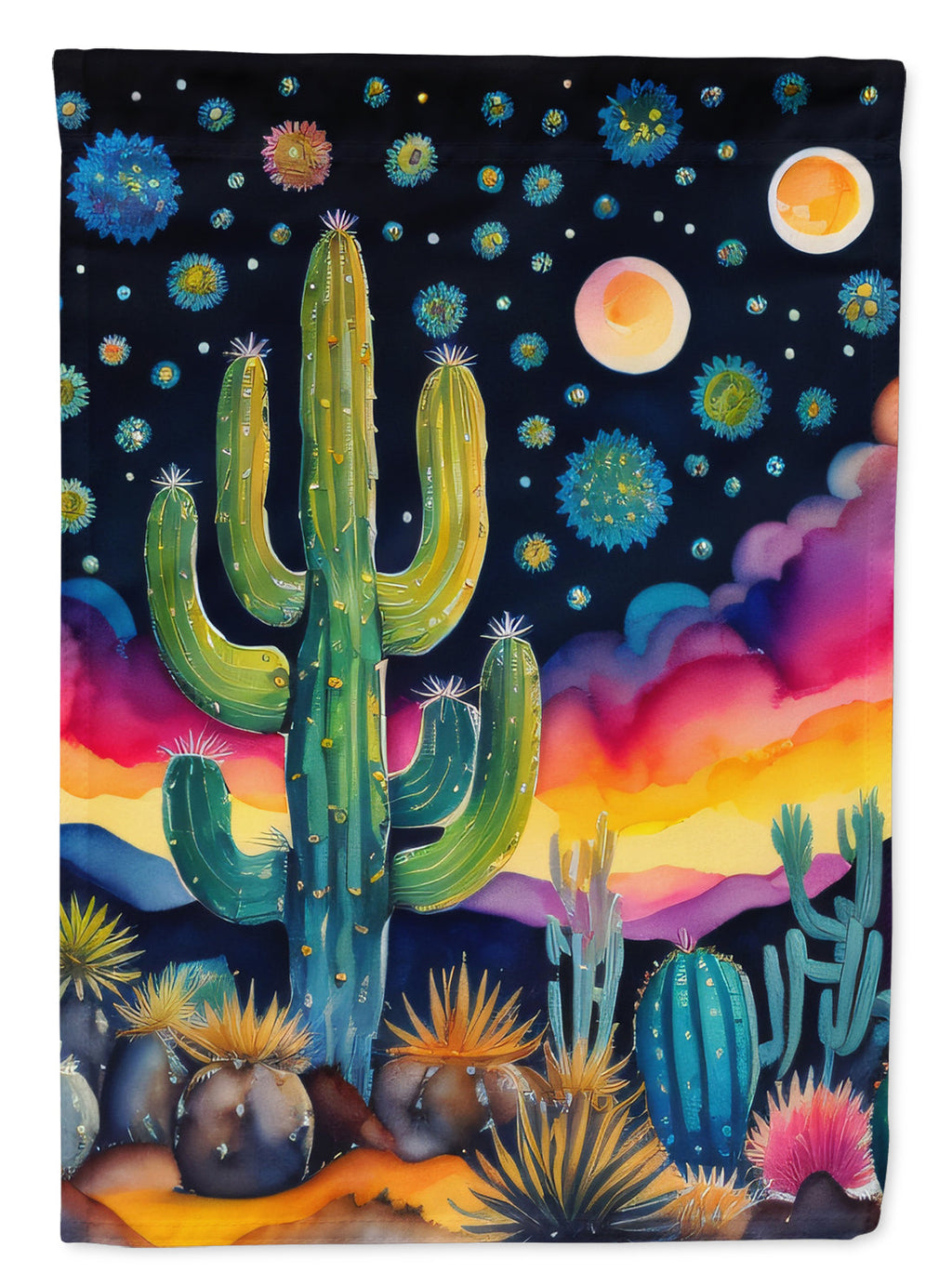 Queen of the Night Cactus in Color House Flag 28x40 Porch Sleeve Pole Decorative Outside Yard Banner Artwork Wall Hanging, Polyester