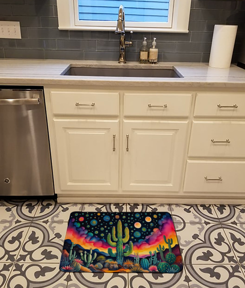 Queen of the Night Cactus in Color Memory Foam Kitchen Mat Machine Washable Anti-Fatigue Cushion Comfort Bath or Kitchen Rug