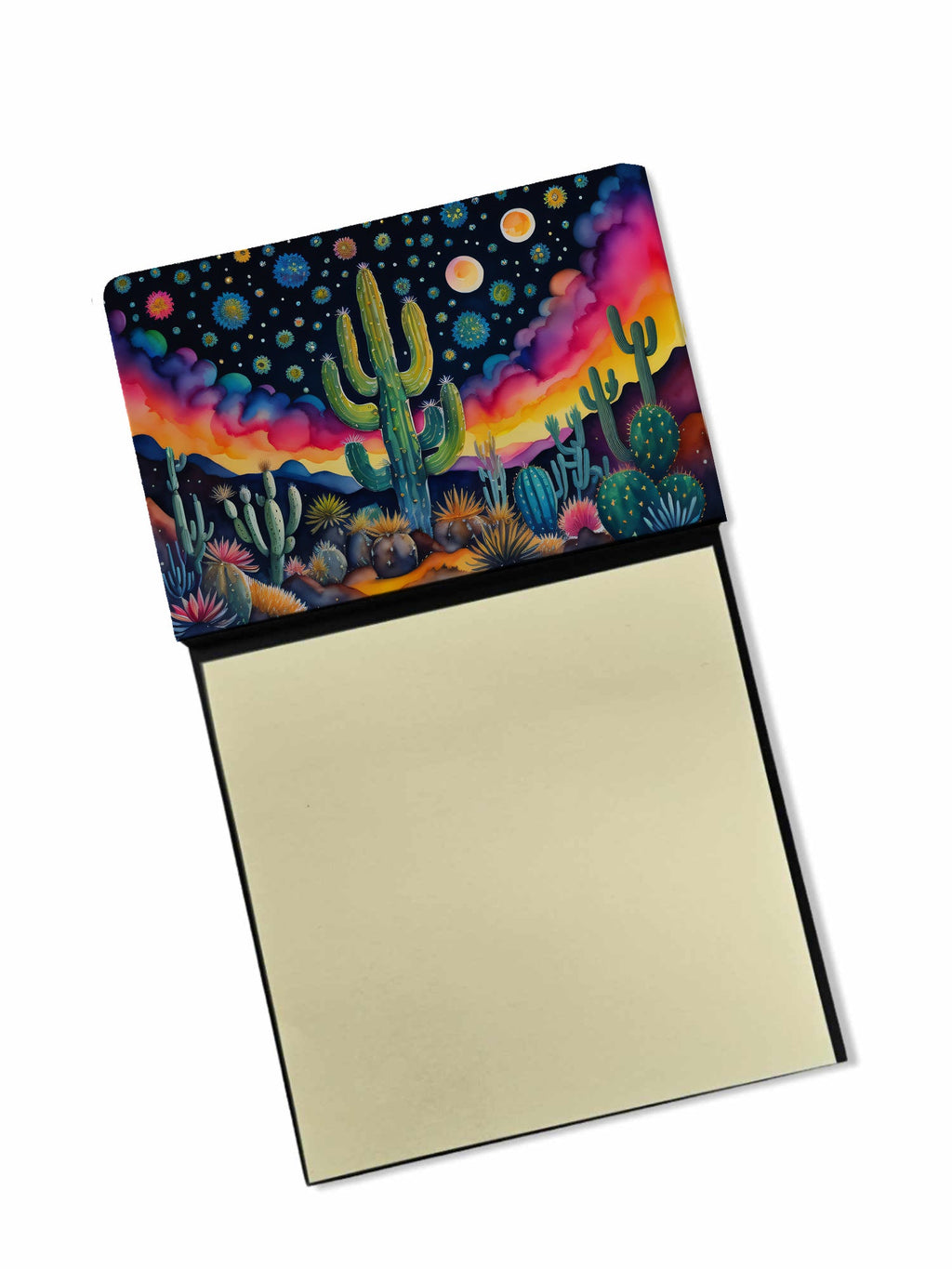 Queen of the Night Cactus in Color Watercolor Sticky Note Holder Refillable Dispenser Desk Accessory 3x3 Pad Gift