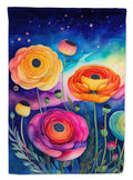 Ranunculus in Color House Flag 28x40 Porch Sleeve Pole Decorative Outside Yard Banner Artwork Wall Hanging, Polyester