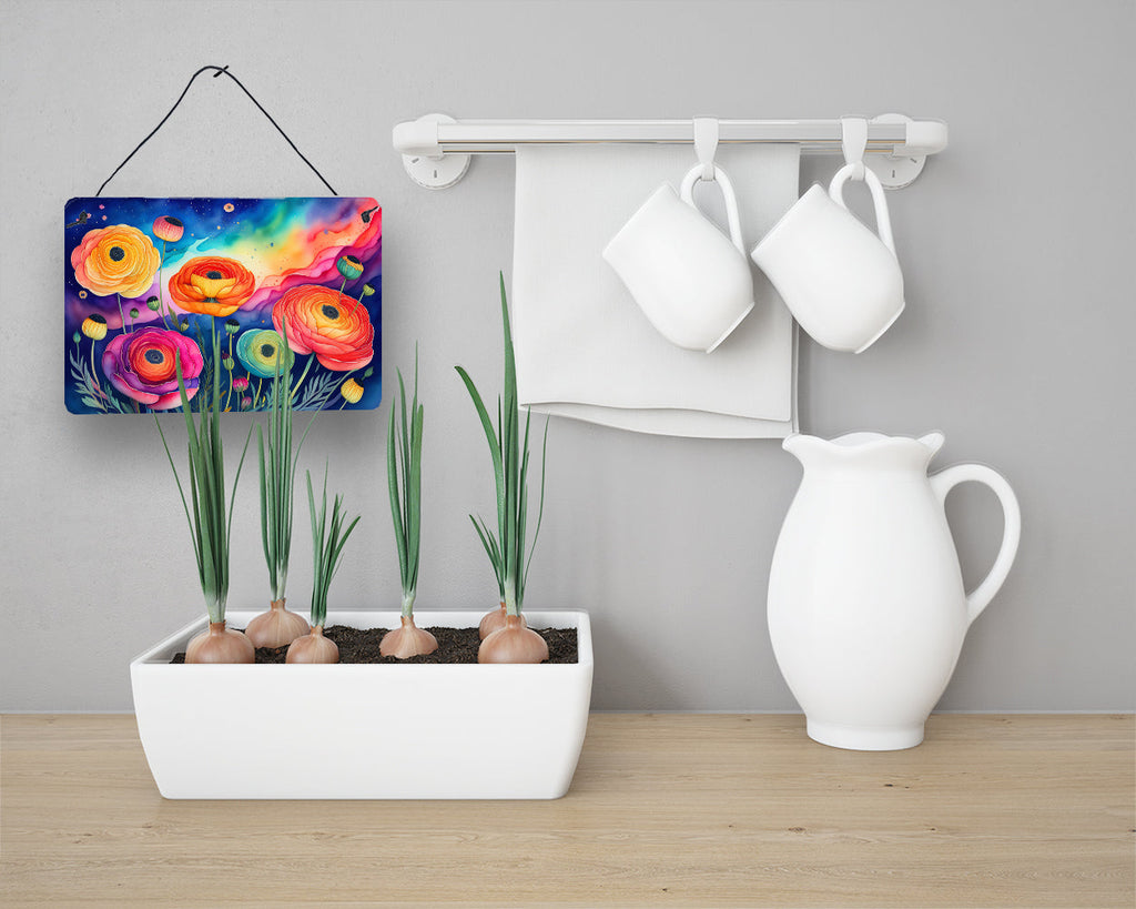 Ranunculus in Color Wall or Door Hanging Prints Aluminum Metal Sign Kitchen Wall Bar Bathroom Plaque Home Decor, 8HX12W, Multicolor