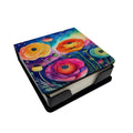 Ranunculus in Color PU Leather Note Paper Holder with Artist-Designed Cover, Desk Accessory, Office Gift