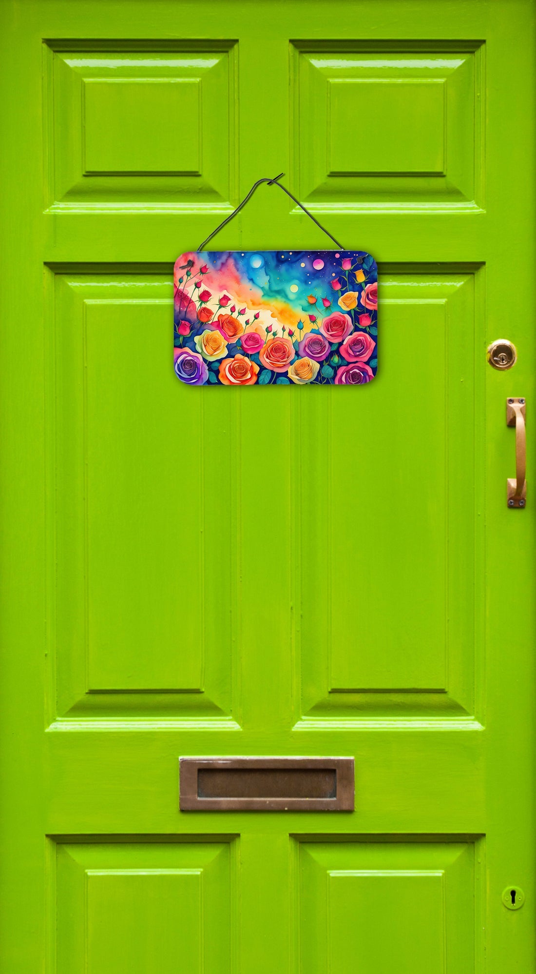 Roses in Color Wall or Door Hanging Prints Aluminum Metal Sign Kitchen Wall Bar Bathroom Plaque Home Decor, 8HX12W, Multicolor