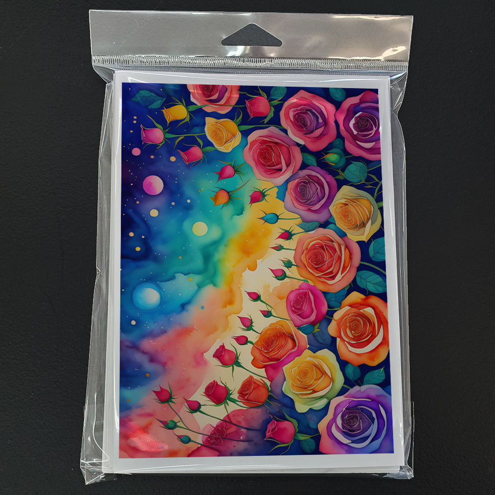 Roses in Color Greeting Cards Pack of 8 Blank Cards with Envelopes Whimsical A7 Size 5x7