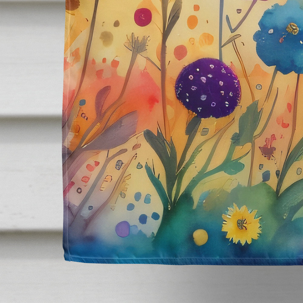 Scabiosa in Color House Flag 28x40 Porch Sleeve Pole Decorative Outside Yard Banner Artwork Wall Hanging, Polyester