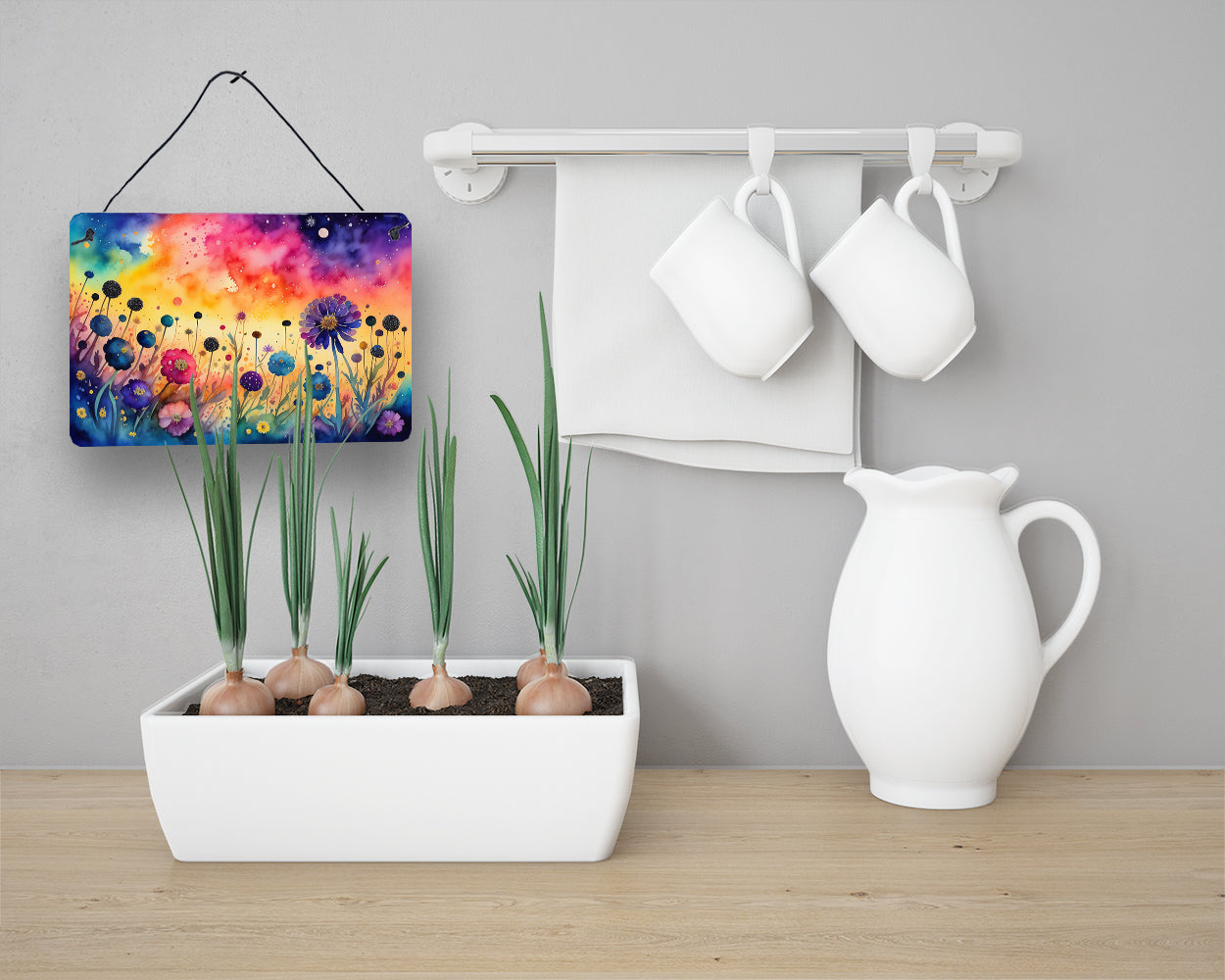 Scabiosa in Color Wall or Door Hanging Prints Aluminum Metal Sign Kitchen Wall Bar Bathroom Plaque Home Decor, 8HX12W, Multicolor
