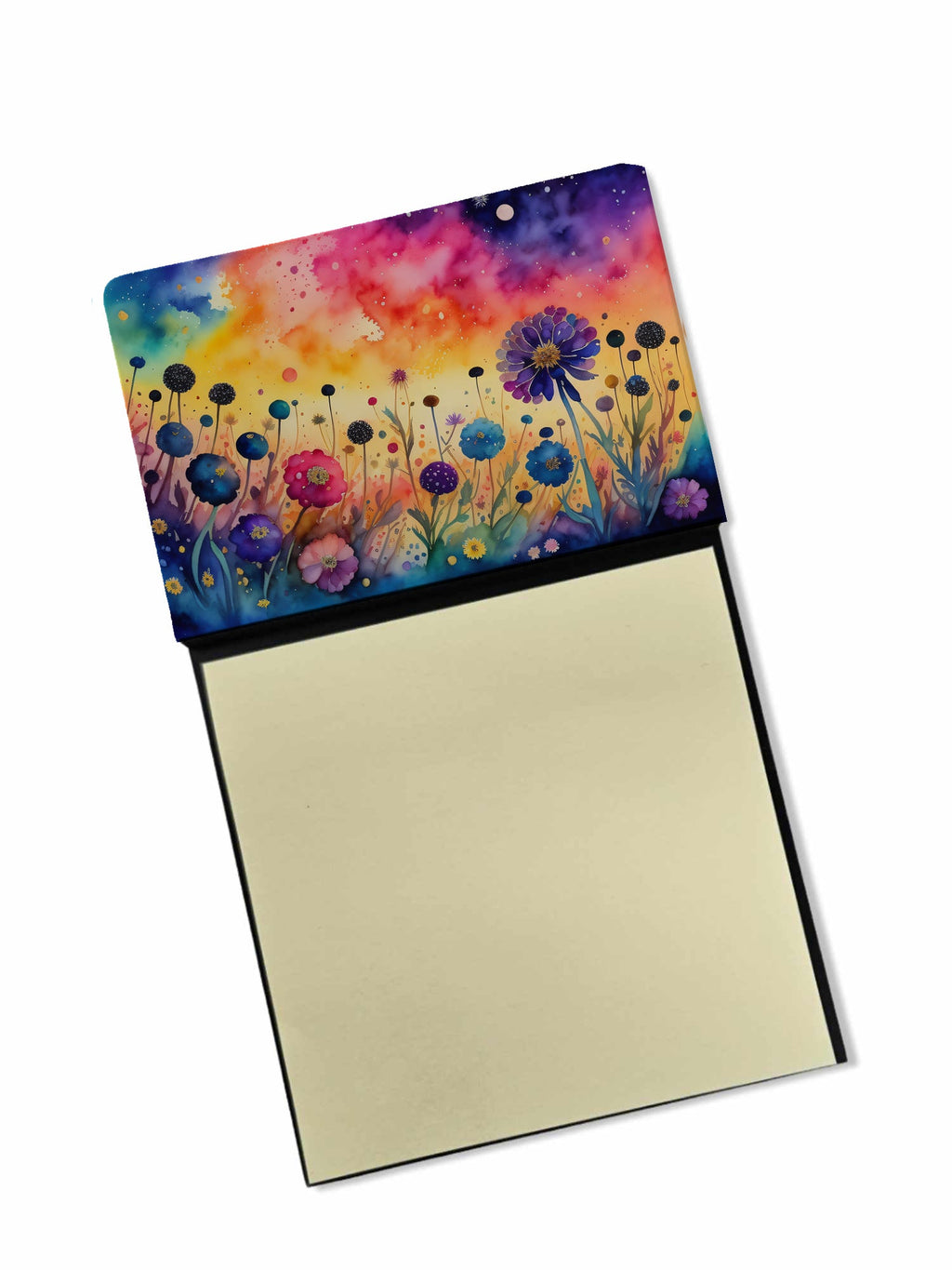 Scabiosa in Color Watercolor Sticky Note Holder Refillable Dispenser Desk Accessory 3x3 Pad Gift