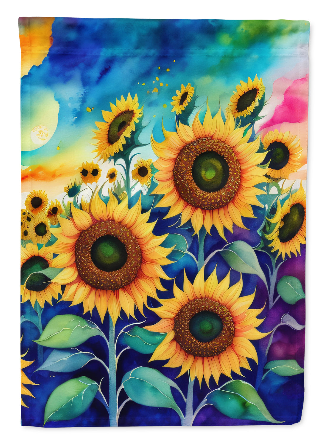 Sunflowers in Color House Flag 28x40 Porch Sleeve Pole Decorative Outside Yard Banner Artwork Wall Hanging, Polyester