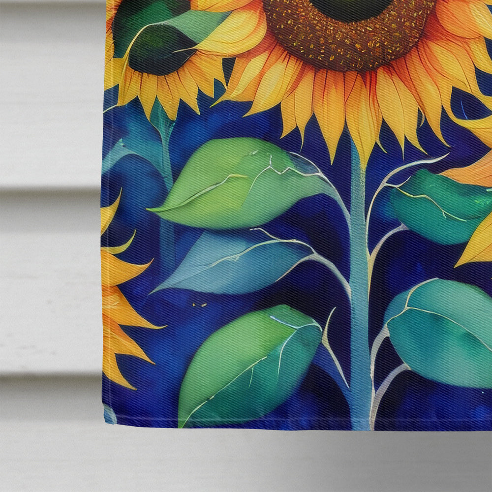 Sunflowers in Color House Flag 28x40 Porch Sleeve Pole Decorative Outside Yard Banner Artwork Wall Hanging, Polyester