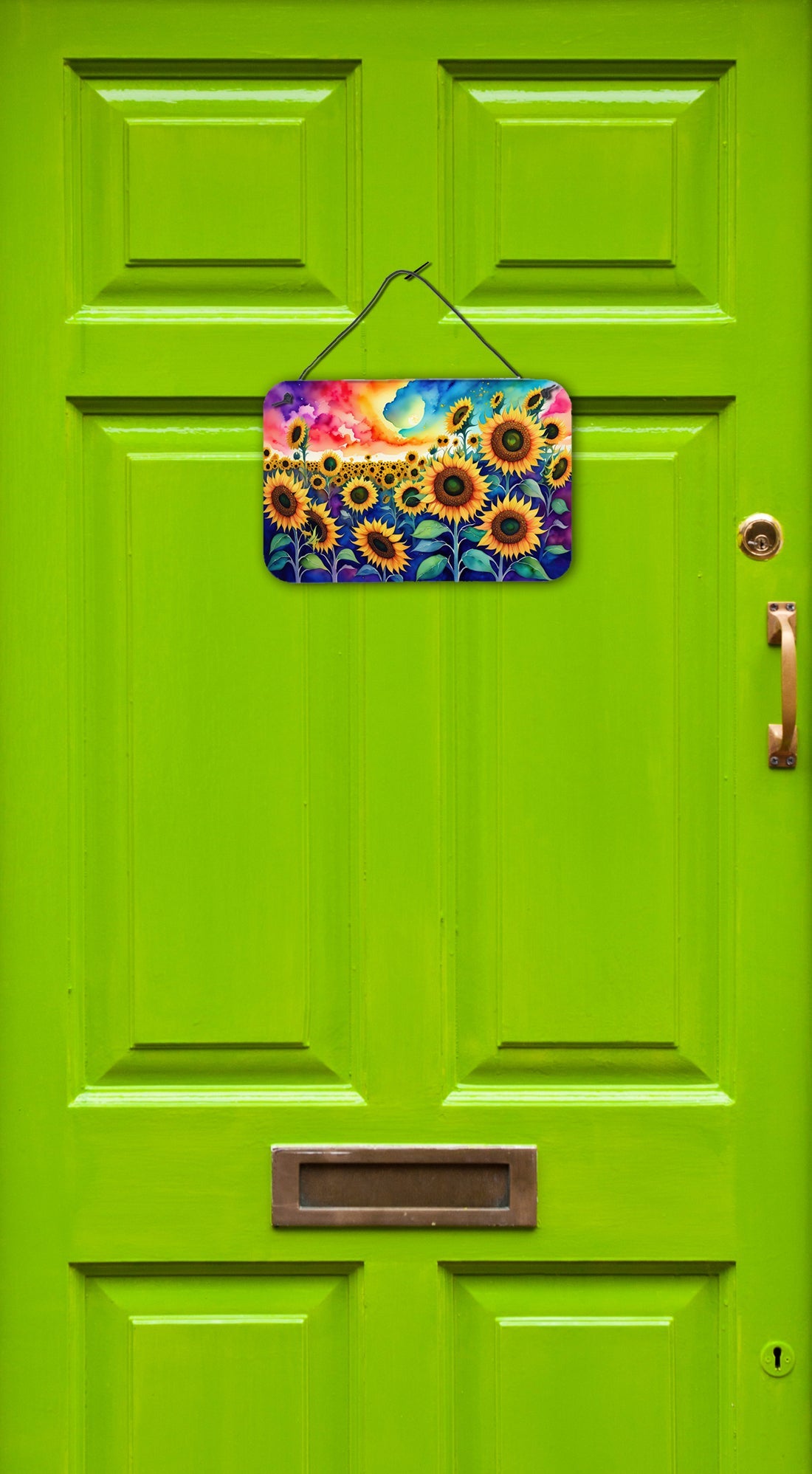 Sunflowers in Color Wall or Door Hanging Prints Aluminum Metal Sign Kitchen Wall Bar Bathroom Plaque Home Decor, 8HX12W, Multicolor