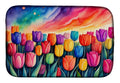 Tulips in Color Dish Drying Mat Absorbent Dish Drying Mat Pad for Kitchen Counter Dish Drainer Mat for Countertop, 14 x 21", Multicolor