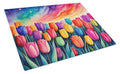 Tulips in Color Cutting Board Tempered Glass Kitchen Cutting Surface, Heat Resistant Chopping, Non-Slip Feet, Food Prep & Serving