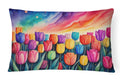 Tulips in Color Decorative Throw Pillow 12x16 Indoor Outdoor Accent Cushion, Fabric Cover with Insert for Sofa, Bed, Porch & Living Room