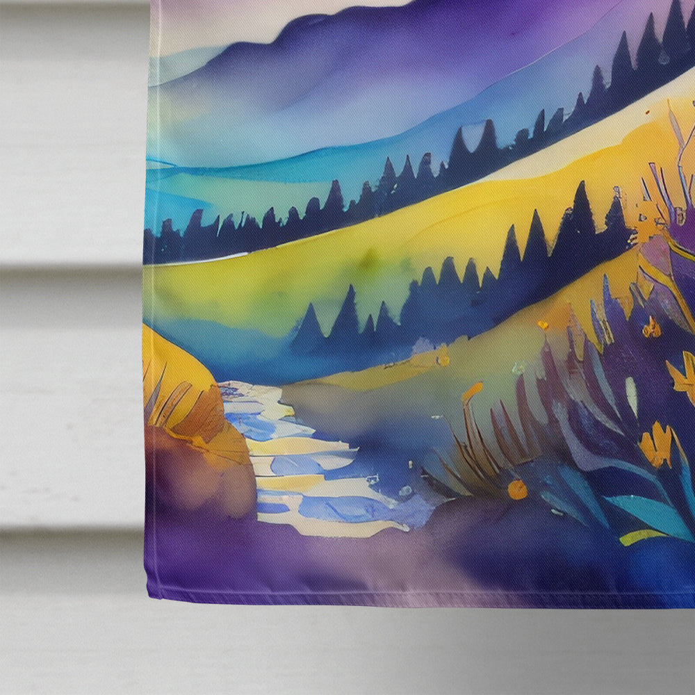 Violets in Color House Flag 28x40 Porch Sleeve Pole Decorative Outside Yard Banner Artwork Wall Hanging, Polyester