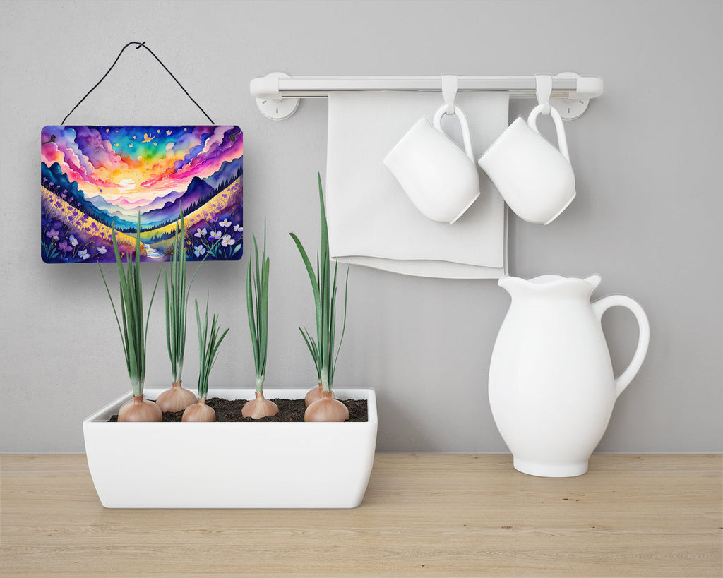 Violets in Color Wall or Door Hanging Prints Aluminum Metal Sign Kitchen Wall Bar Bathroom Plaque Home Decor, 8HX12W, Multicolor
