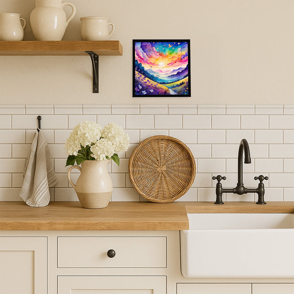 Violets in Color Framed Metal Print Bathroom, Kitchen, Office, Home Decor Wall Art Ready to Hang, Square, 8X8
