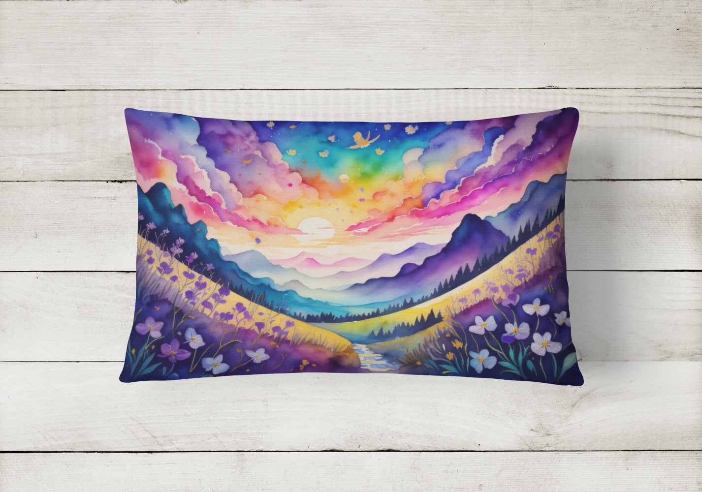 Violets in Color Decorative Throw Pillow 12x16 Indoor Outdoor Accent Cushion, Fabric Cover with Insert for Sofa, Bed, Porch & Living Room