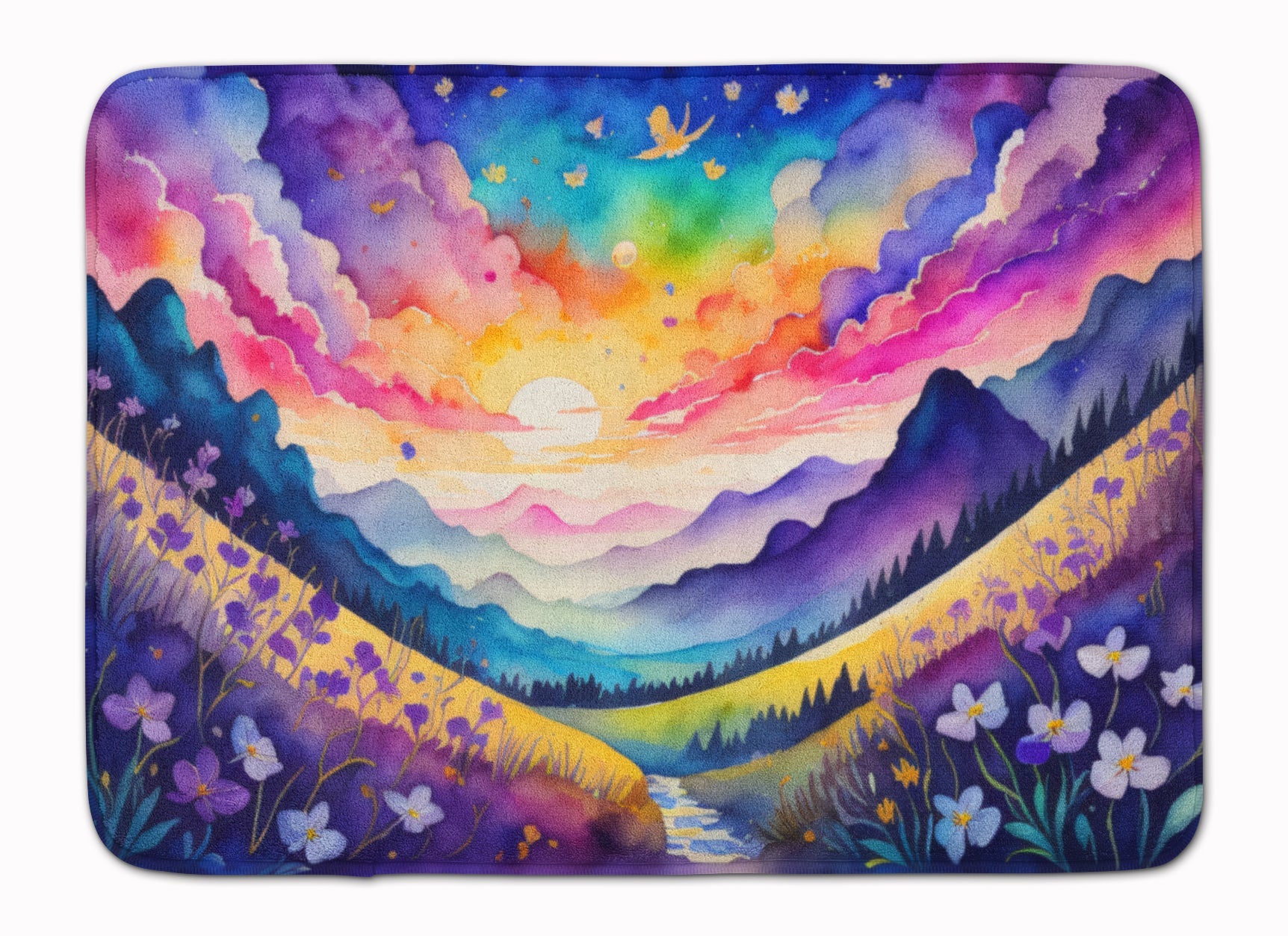 Violets in Color Memory Foam Kitchen Mat Machine Washable Anti-Fatigue Cushion Comfort Bath or Kitchen Rug