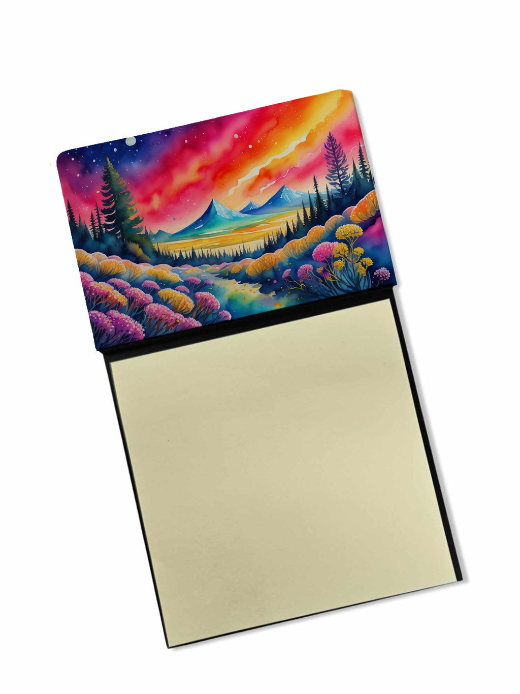 Yarrow in Color Watercolor Sticky Note Holder Refillable Dispenser Desk Accessory 3x3 Pad Gift