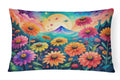 Zinnias in Color Decorative Throw Pillow 12x16 Indoor Outdoor Accent Cushion, Fabric Cover with Insert for Sofa, Bed, Porch & Living Room
