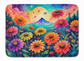 Zinnias in Color Memory Foam Kitchen Mat Machine Washable Anti-Fatigue Cushion Comfort Bath or Kitchen Rug