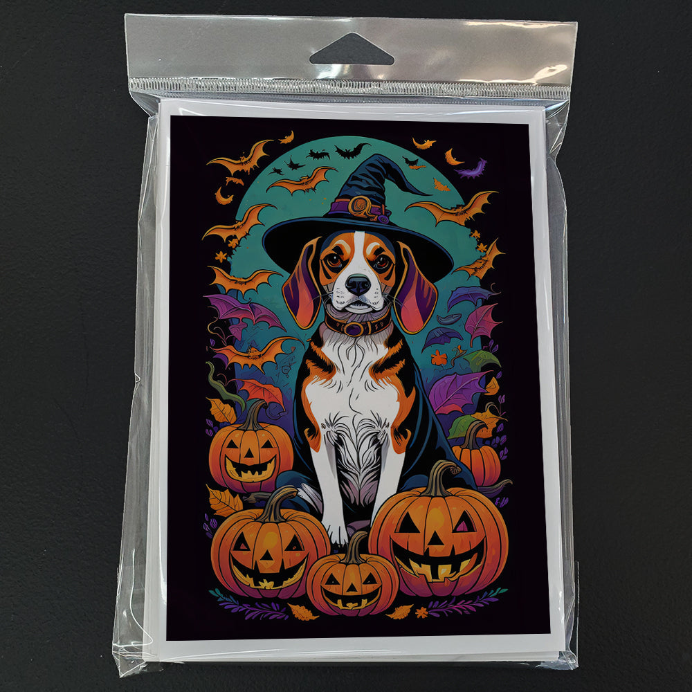 Beagle Witchy Halloween Greeting Cards Pack of 8 Blank Cards with Envelopes Whimsical A7 Size 5x7