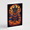 Belgian Tervuren Witchy Halloween Greeting Cards Pack of 8 Blank Cards with Envelopes Whimsical A7 Size 5x7