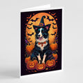 Border Collie Witchy Halloween Greeting Cards Pack of 8 Blank Cards with Envelopes Whimsical A7 Size 5x7