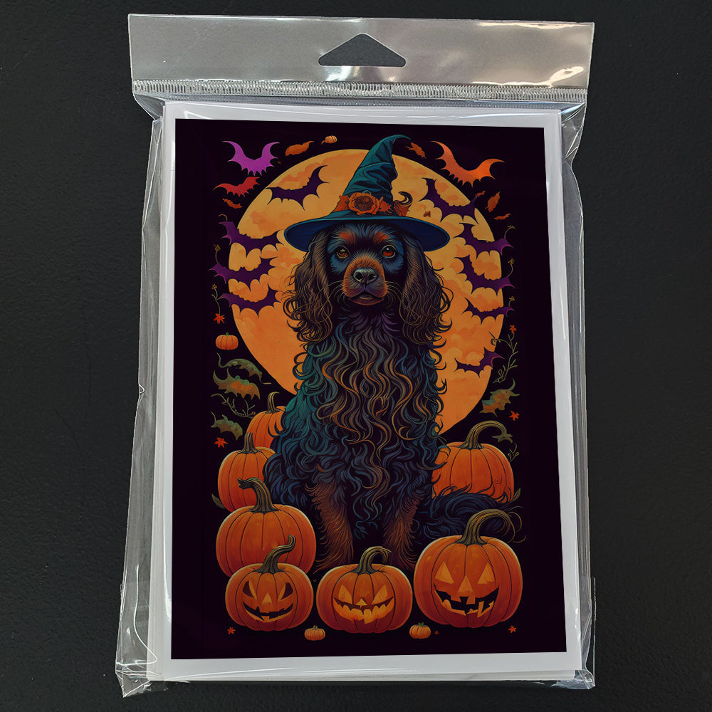 Boykin Spaniel Witchy Halloween Greeting Cards Pack of 8 Blank Cards with Envelopes Whimsical A7 Size 5x7