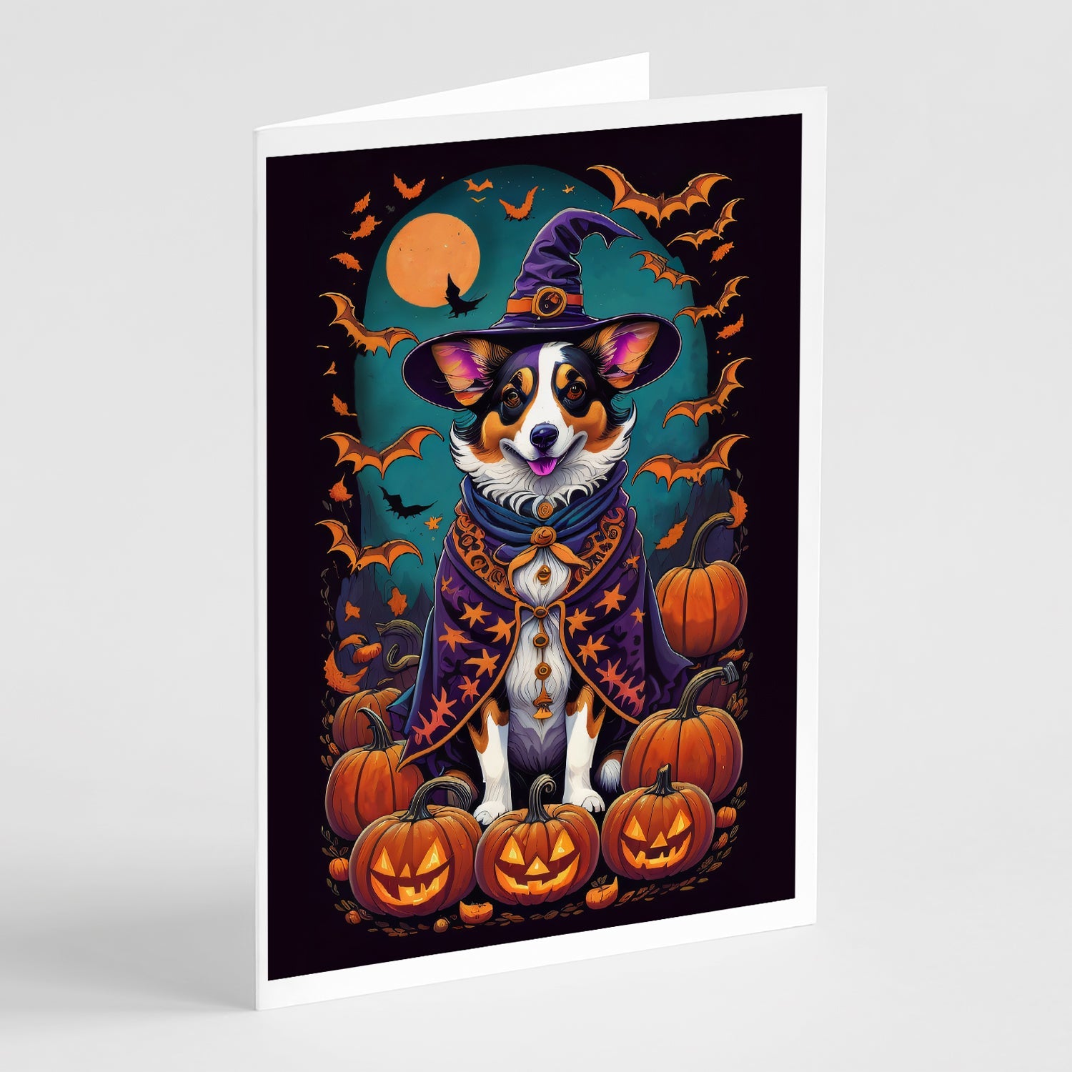 Corgi Witchy Halloween Greeting Cards Pack of 8 Blank Cards with Envelopes Whimsical A7 Size 5x7