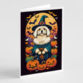 Coton De Tulear Witchy Halloween Greeting Cards Pack of 8 Blank Cards with Envelopes Whimsical A7 Size 5x7