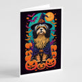 Havanese Witchy Halloween Greeting Cards Pack of 8 Blank Cards with Envelopes Whimsical A7 Size 5x7