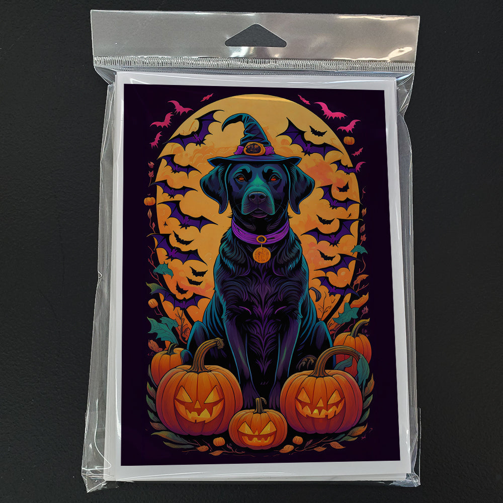 Black Labrador Retriever Witchy Halloween Greeting Cards Pack of 8 Blank Cards with Envelopes Whimsical A7 Size 5x7