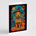 Lakeland Terrier Witchy Halloween Greeting Cards Pack of 8 Blank Cards with Envelopes Whimsical A7 Size 5x7