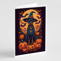 Miniature Pinscher Witchy Halloween Greeting Cards Pack of 8 Blank Cards with Envelopes Whimsical A7 Size 5x7